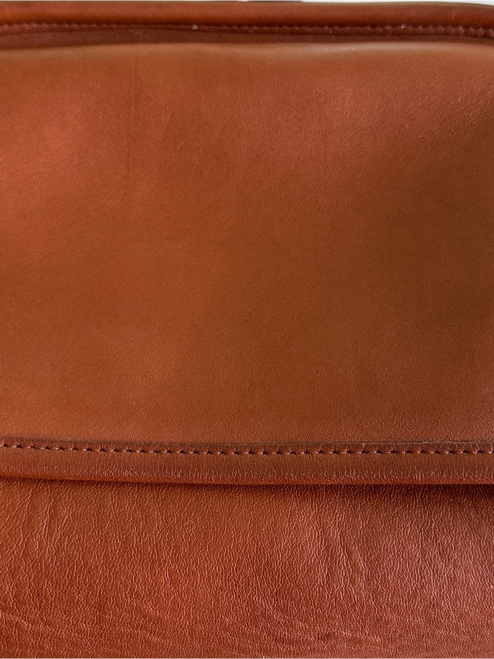 Vintage Coach 90´s Cognac Brown Leather Saddle Crossbody Bag Brass Hardware - Picture 5 of 14